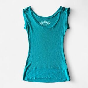 Derek Heart Turquoise Short Sleeve Top